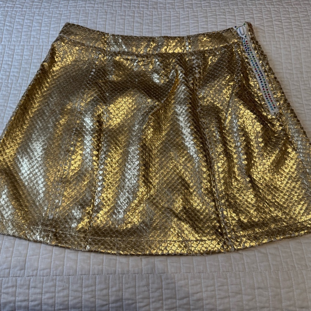 QUEEN OF SPARKLES Shimmering Gold Mini Skirt